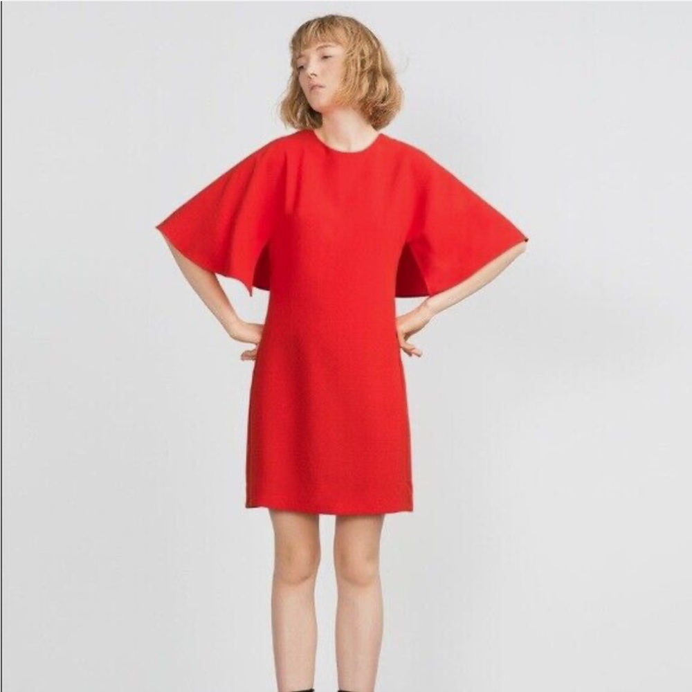 Zara Red Cape Sleeve Dress
